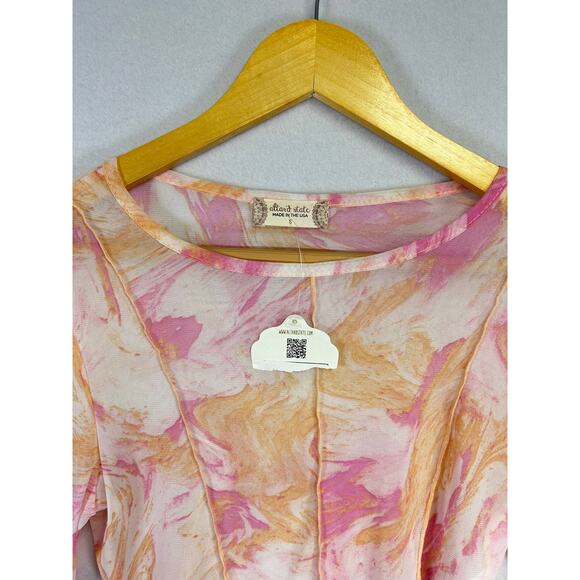Altar'd State Cropped Sheer Mesh Pink Top - Size Small Festival Y2K Night Out - Picture 3 of 10